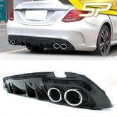 Diffusor Heckdiffusor + Chrom Auspuffblenden für Mercedes Benz C Klasse W205 S205 AMG line C43 AMG 2013-2019